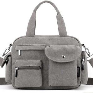 Canvas Tote Bag for Women Large Crossbody with Multiple Pockets Everyday Use